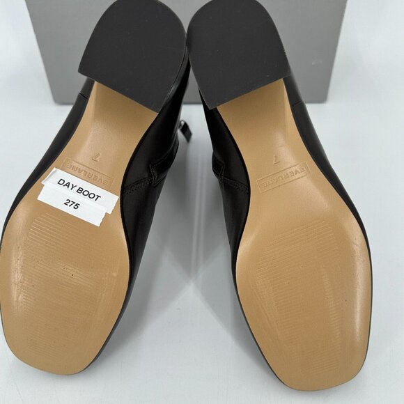 Everlane The Day Boot Dark Brown Leather 7 Side Zip Ankle Bootie Square Toe dspy - Picture 5 of 8